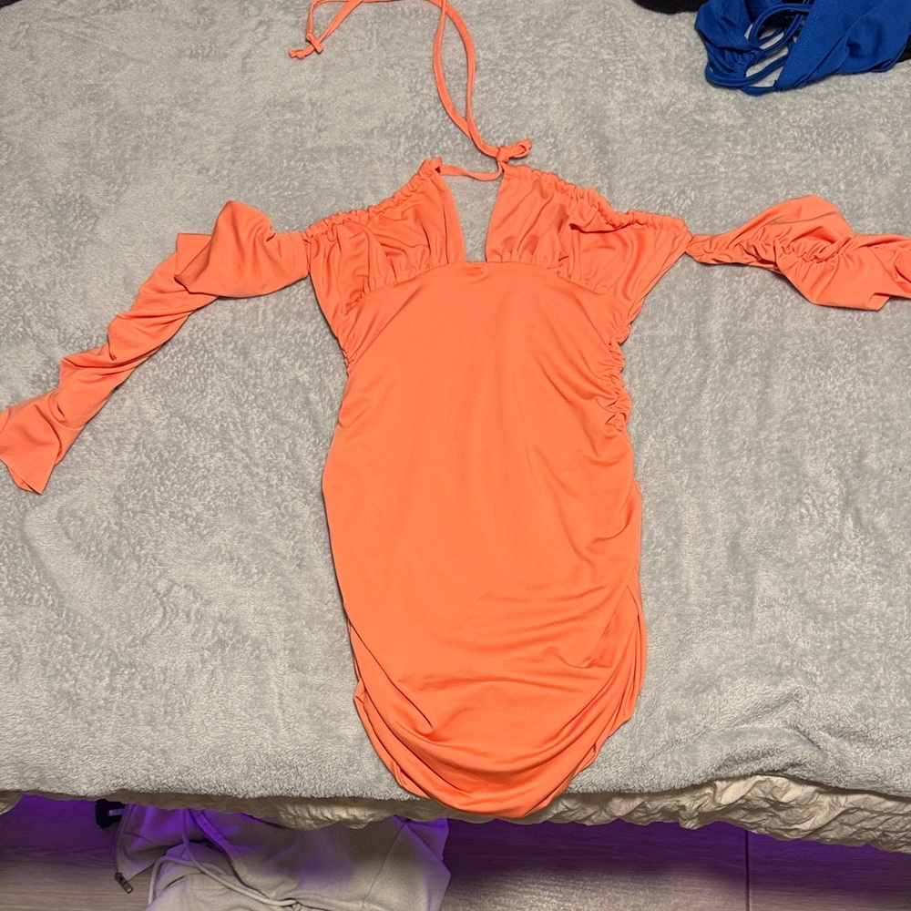 Orange Off-Shoulder Dress